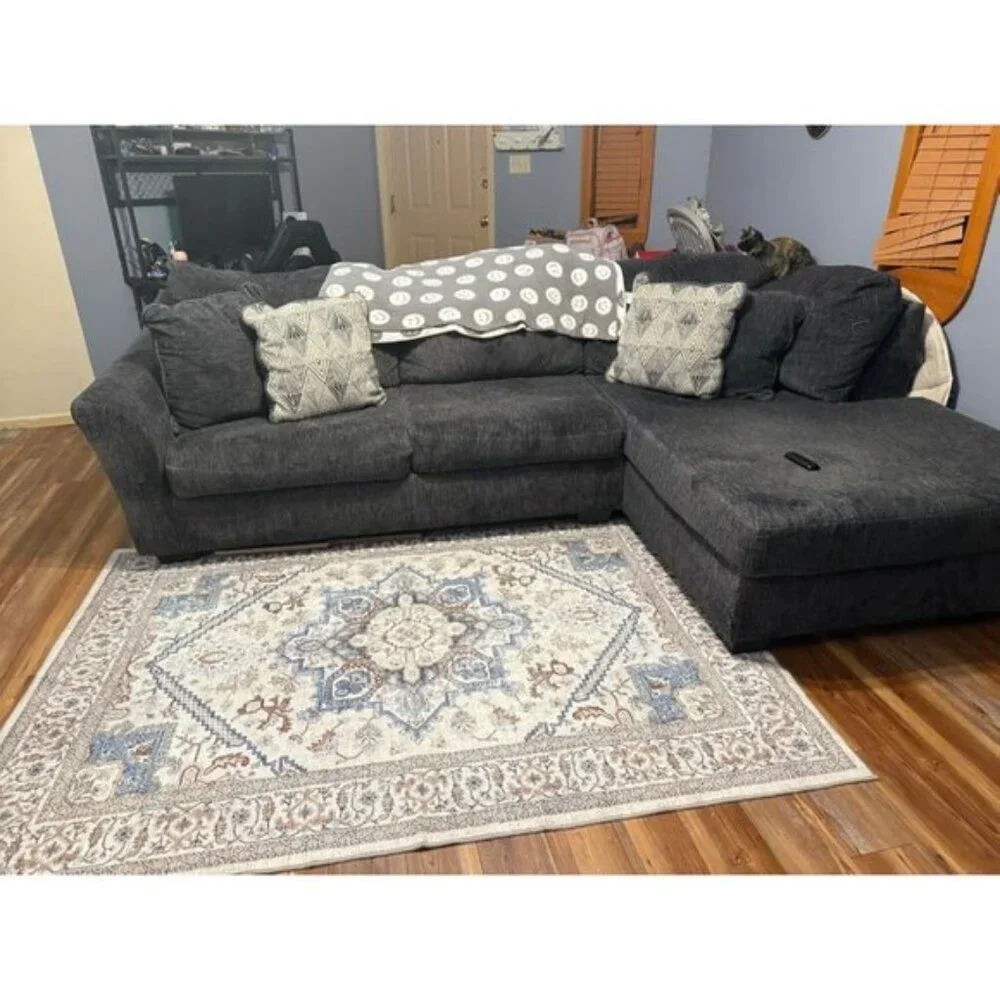 5x7 Soft Neutral Washable Rug Faux Cashmere Non-Slip Low-Pile Carpet, Light Grey